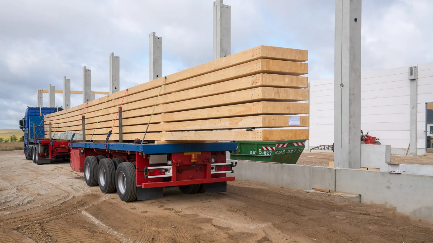Trusses on truck